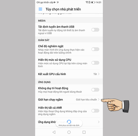 Tắt giới hạn chạy ngầm